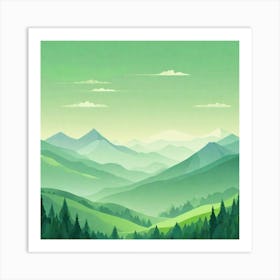 Misty mountains background in green tone 3 Art Print