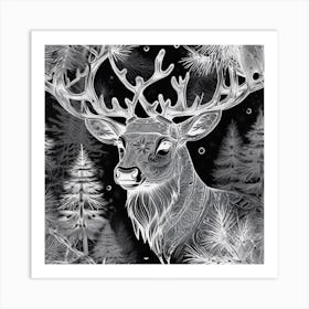 Blank & White Deer Art Print