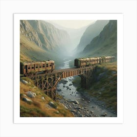 Train Crossing The Valley Art Print