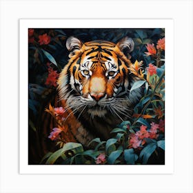 Tiger In The Dark Jungle Art Print