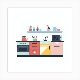 Kitchen Flat Design 1 Art Print