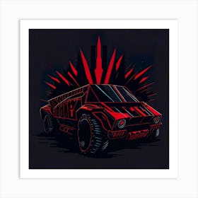 Car Red Artwork Of Graphic Design Flat (265) Art Print