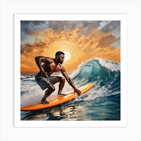 Surfer At Sunset 6 Art Print