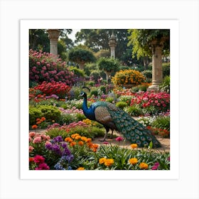 Peacock In The Garden 11 Art Print