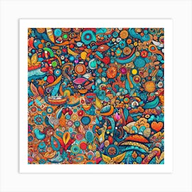 Colorful Doodles Art Print