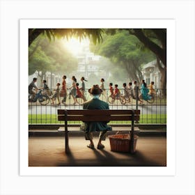 Man Sitting On A Bench 1 Art Print