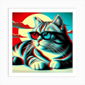 3d Cat 1 Art Print