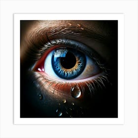 Firefly Hyper Realistic Close Up Of A Tear On Dark Background 68097 (2) Art Print