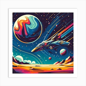 Spaceship In Space 8 Art Print