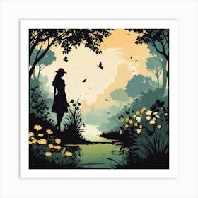 Girl In The Forest Art Print