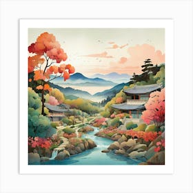 he Garden Of Morning Calm South Korea Modern Illustration Art Print