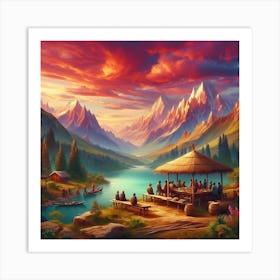 Sunset In The Mountains Art Print