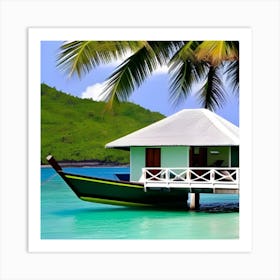 Boat Docked In The Water Art Print