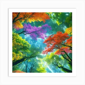 Colorful Trees In The Forest Art Print