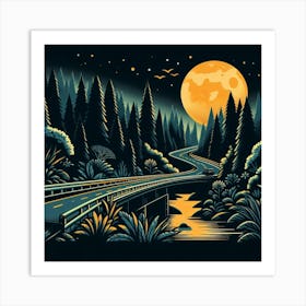 Moonlight Road Art Print