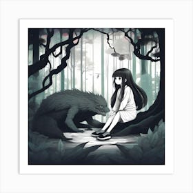 Girl And A Monster 1 Art Print