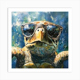 Sea Turtle In Sunglasses 11 Art Print