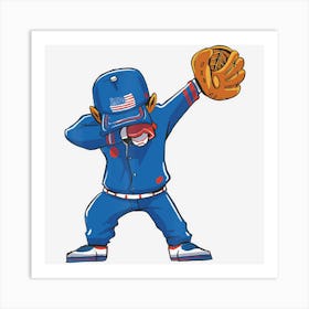 Trending Dabbing Baseball Player 4th Of July Usa Art Print