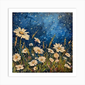 Daisies At Night 2 Art Print