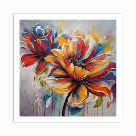 Abstract Flower Paintings 2 Art Print