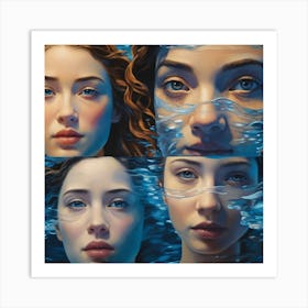 Four Faces In The Water Art Print