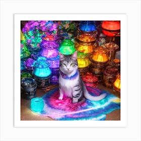 Tie Dye Cat Art Print