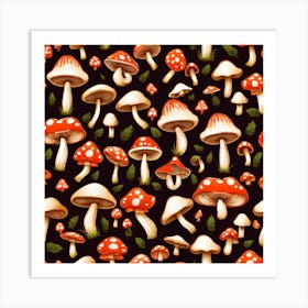 Mushroom Seamless Pattern 3 Art Print