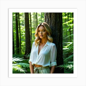 Beautiful Woman In The Forest 13 Art Print