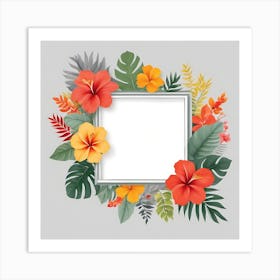 Frame With Tropical Flowers 4 Art Print