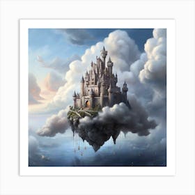 Fantasy art of a castle floating in the clouds, ethereal Art Print