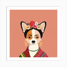 Frida Kahlo Corgi Art Print
