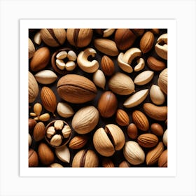 Nuts On Black Background 3 Art Print