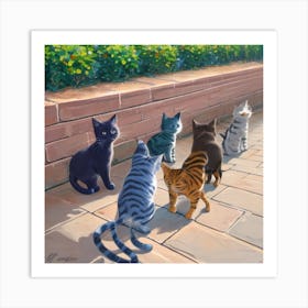 Cats In The Park Art Print