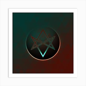Geometric Neon Glyph on Jewel Tone Triangle Pattern 301 Art Print