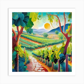 Firefly Beautiful Modern Lush Spanish Vinyard Landscape 8813 Art Print