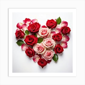 Bouquet Of Red And Pink Roses Forming A Heart Shape Signifying Affection And Togetherness For Valen Art Print