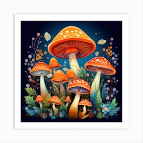 Mushrooms And Flowers 29 Art Print