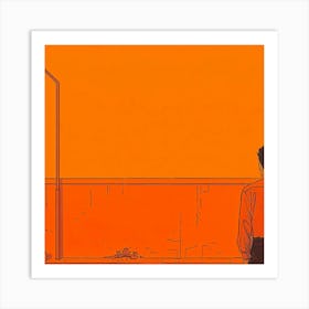 Man Looking At An Orange Wall Art Print