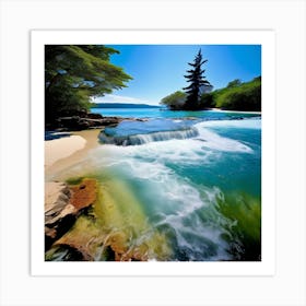 Ocean Lake River Pond Stream Splash Wave Ripple Tide Current Cascade Fountain Waterfall (1) Art Print