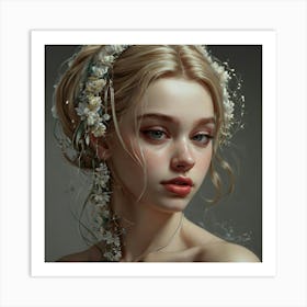 Girl In A Flower Crown Art Print