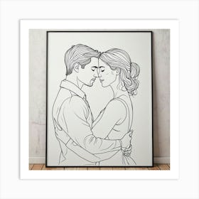 Couple Drawing Art Print