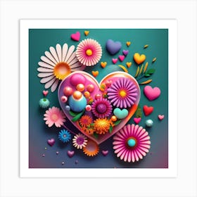 Pster En 3d Vibrante Y Brillante Arreglo Floral Art Print