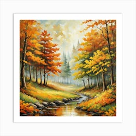 Forest In Autumn In Minimalist Style Square Composition 183 Art Print