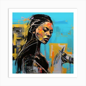 Woman With A Horse Art Print