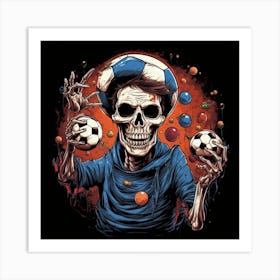 Skeleton Juggler, Soccer Skull Art Print