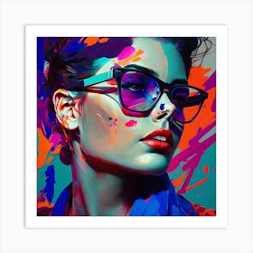 Oversized Sunglasses Fine Art Style Portrait Art Print