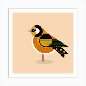 Bird Abstract Drawing Color Wings Beak Feathers Animal Orange Nature Mustard Art Print