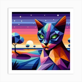 Cranberry Low Poly Cat Art Print