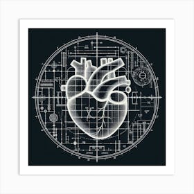 Heart - Blueprint Art Print