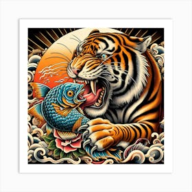 Tiger And Fish Art Print